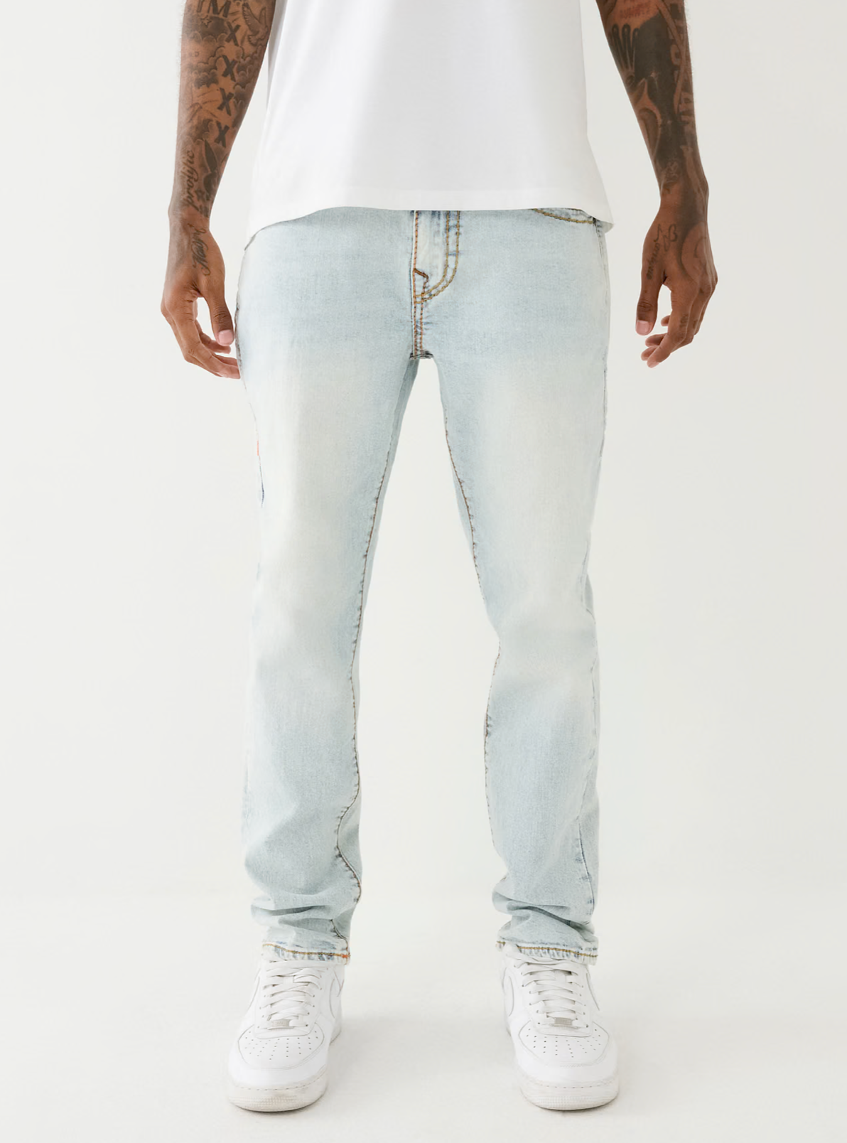 TRUE RELIGION ROCCO BIG T SKINNY JEAN 32"-LT WASH