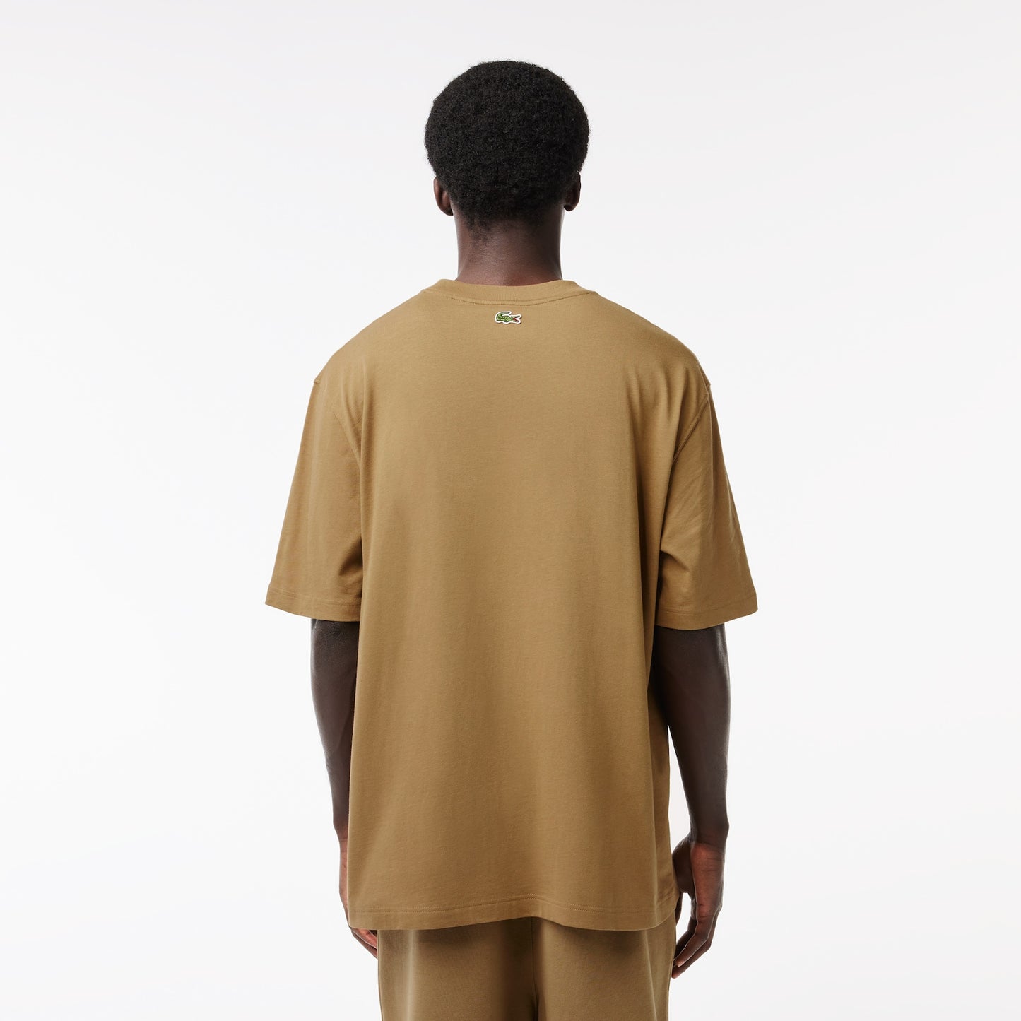 Lacoste - Men's Loose Fit Crocodile Print Crew Neck Shirt - Brown