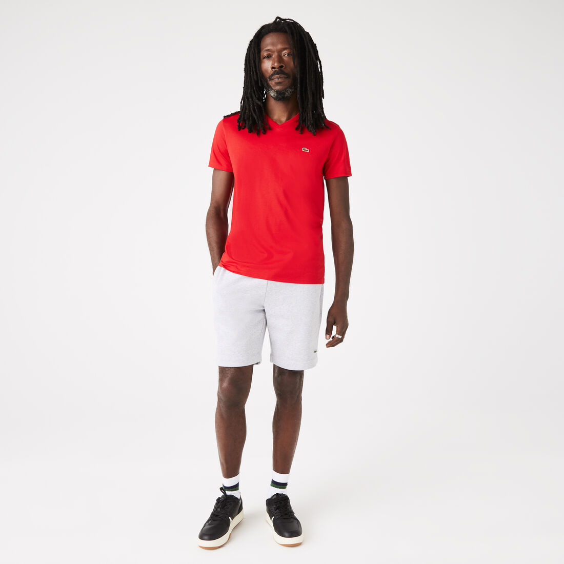 Lacoste - Pima Cotton Jersey T-Shirt, V-Neck - Red