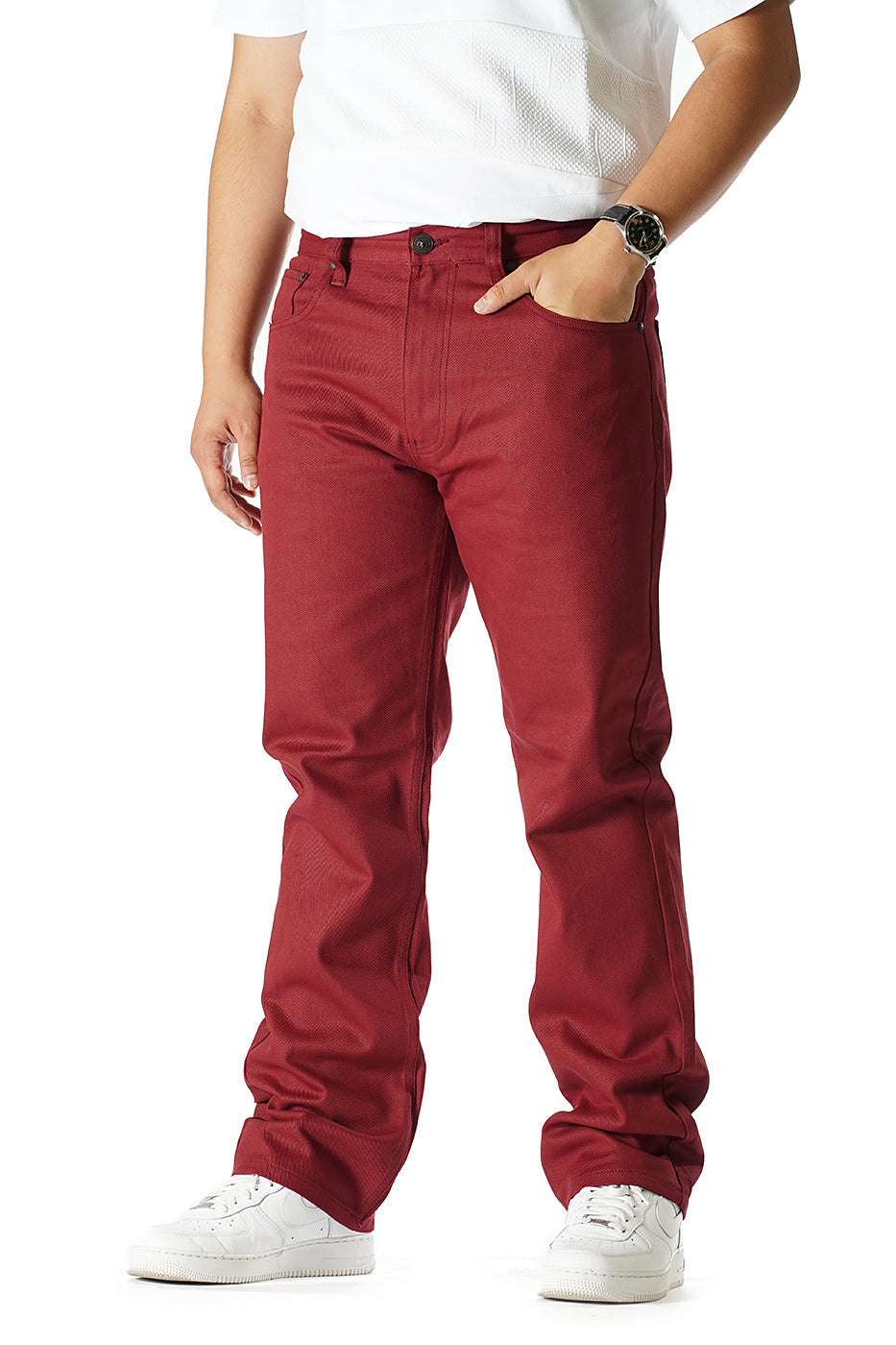 VENO Twill Denim Jeans - Burgundy (V1761)