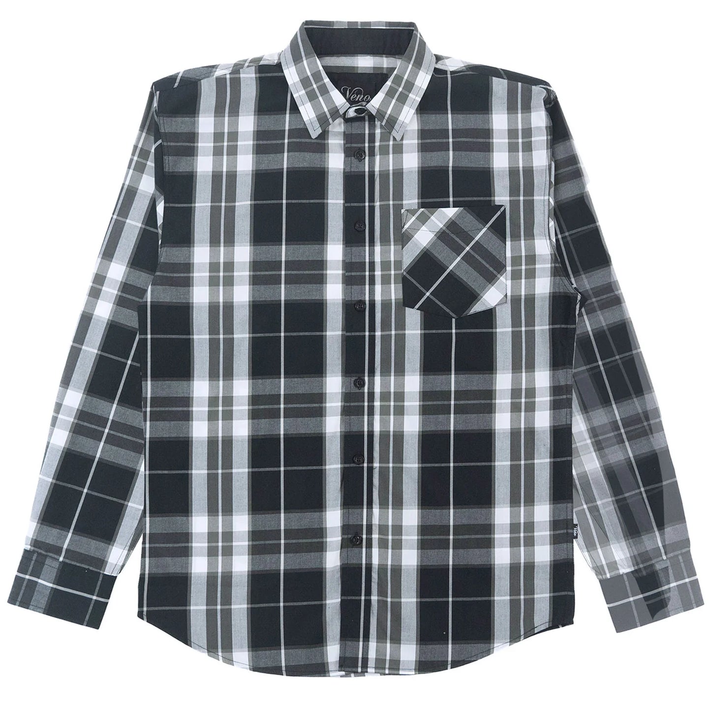 VENO Brandon Long sleeves Plaid Shirt - Black (V1826)