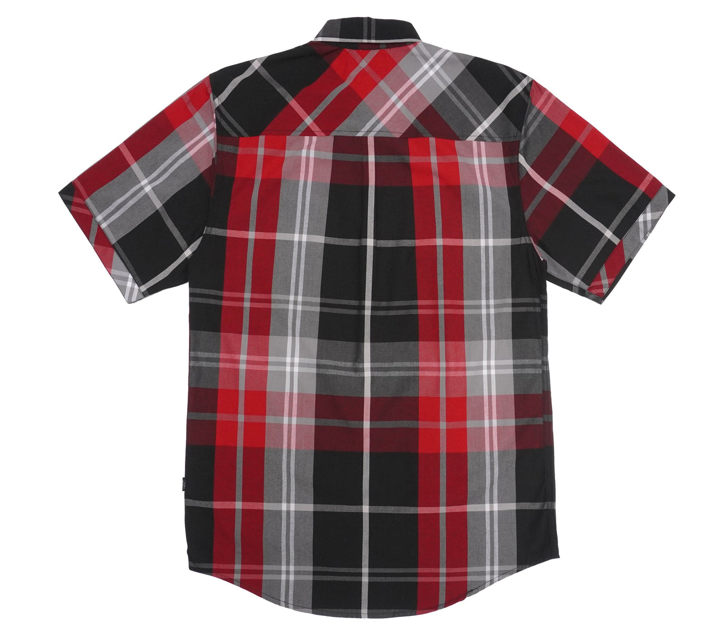 VENO Button-Down Plaid Short Sleeves - Black/Red (V845)