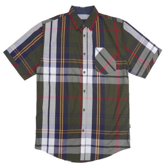 VENO Button-Down Plaid Short Sleeves - Olive (V845)