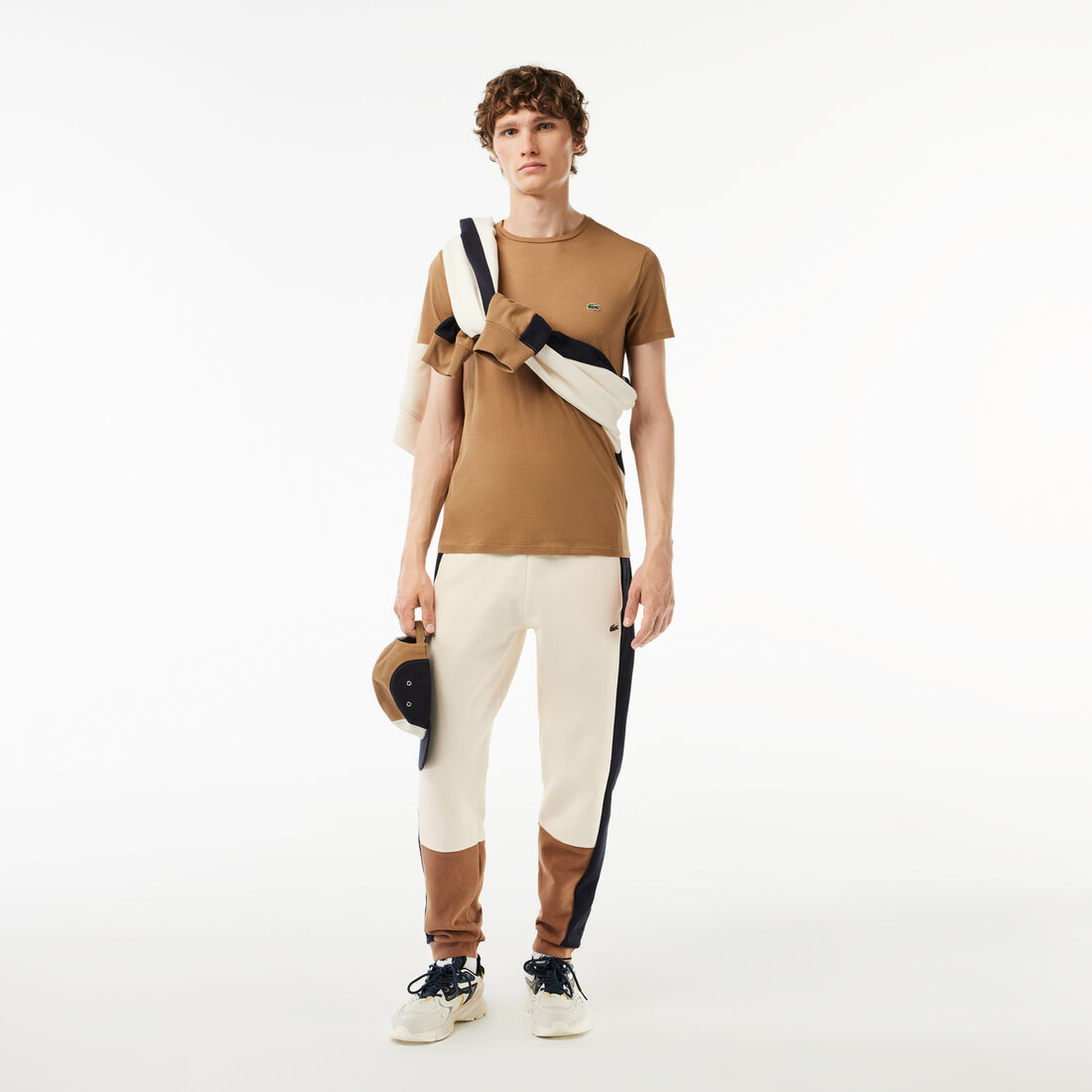 Lacoste - Men's Regular Fit Color block Joggers - White/Brown/Navy