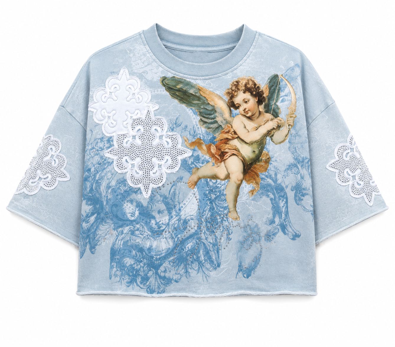 REDFOX WOMENS ANGEL FRENCH TERRY CROP TOP (TE1656)