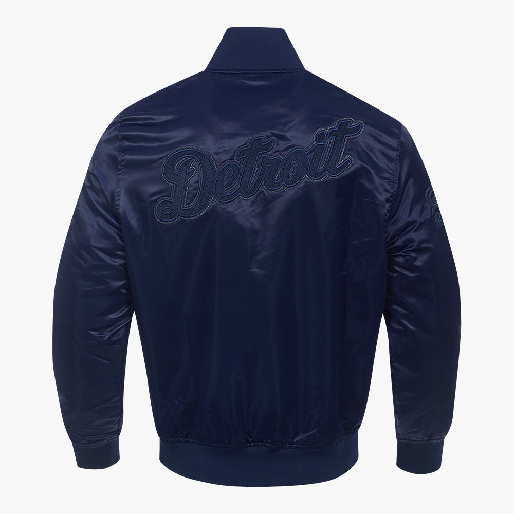 PRO STANDARD DETROIT TIGERS TRIPLE TONAL SATIN JACKET, NAVY