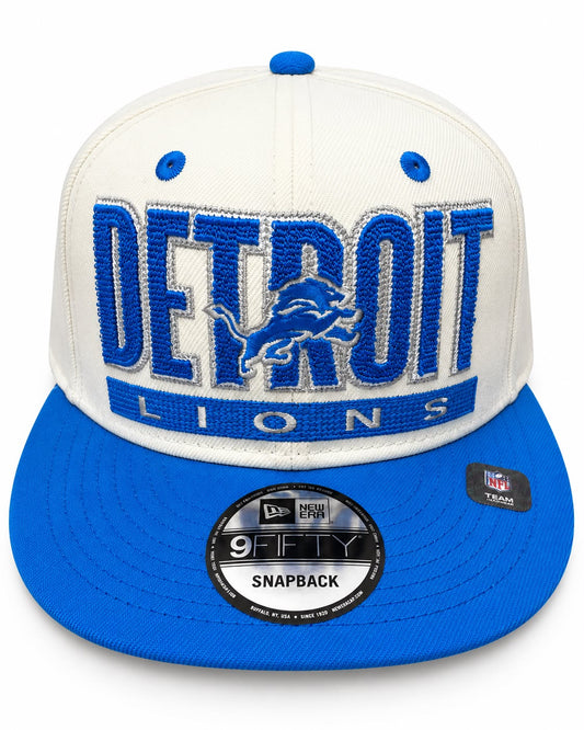 NEW ERA MEN'S CREAM/BLUE DETROIT LIONS CLASSIC 9FIFTY SNAPBACK HAT