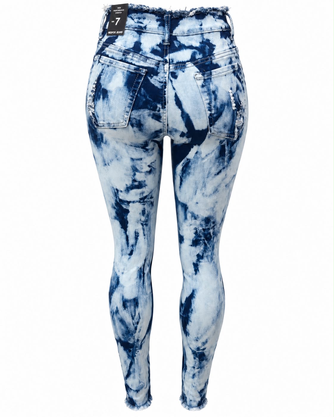REDFOX WOMEN'S BLEACH DISTRESSED SKINNY JEANS (PA0595)