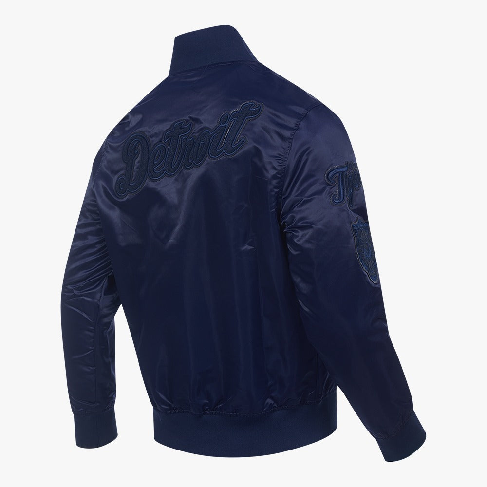 PRO STANDARD DETROIT TIGERS TRIPLE TONAL SATIN JACKET, NAVY