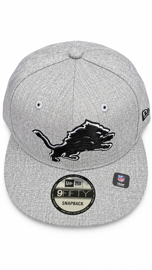 DETROIT LIONS HEATHER GRAY/BLACK/WHITE 9FIFTY SNAPBACK CAP