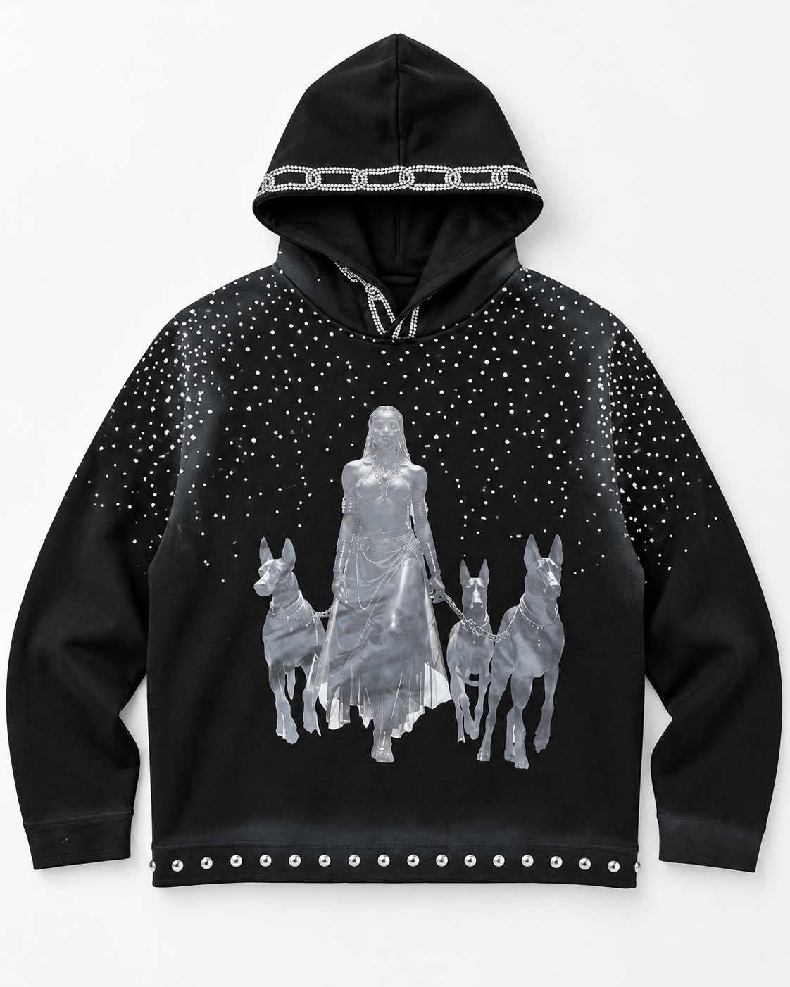 SD SPORT MEN'S MIDNIGHT GUARDIAN RHINESTONE GRAPHIC HOODIE