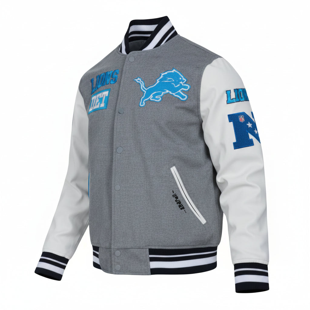 PRO STANDARD-DETROIT LIONS DET M RIB WOOL VARSITY JACKET