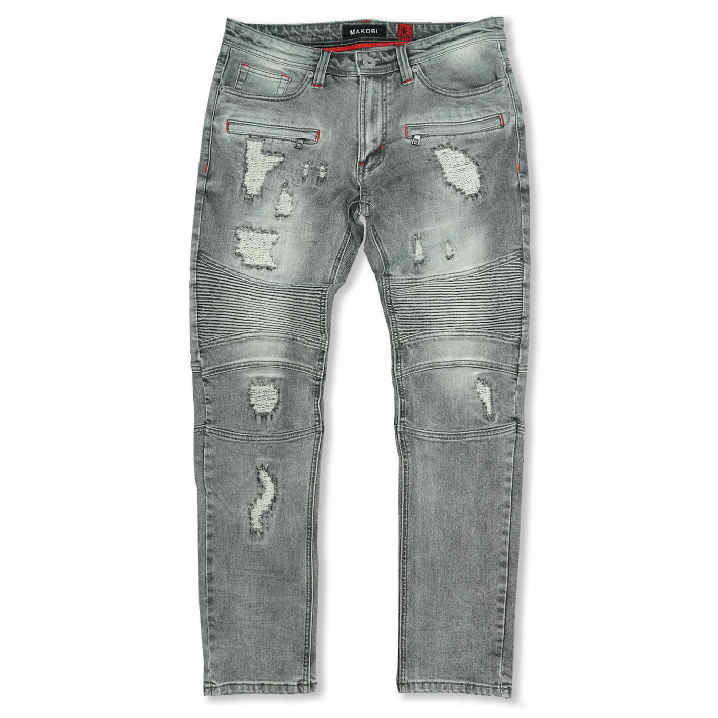 M1786 Makobi Prado Biker Jeans With Rip & Repair