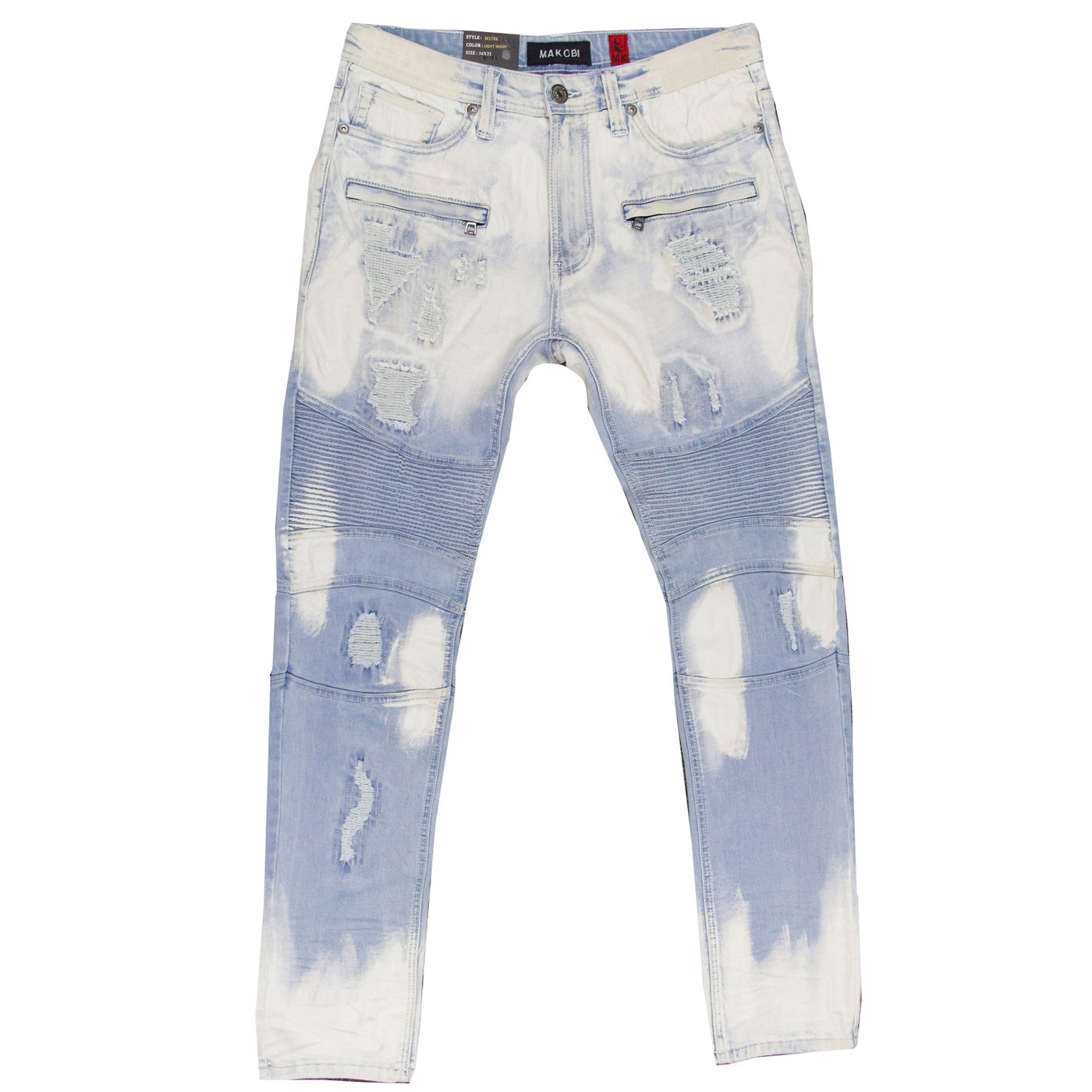 M1786 Makobi Prado Biker Jeans With Rip & Repair