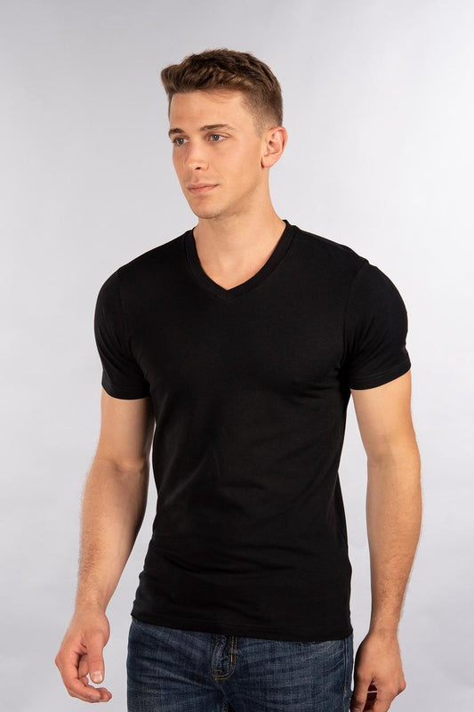 CityLab - Stretch Slim Fit T-Shirt V Neck - Black