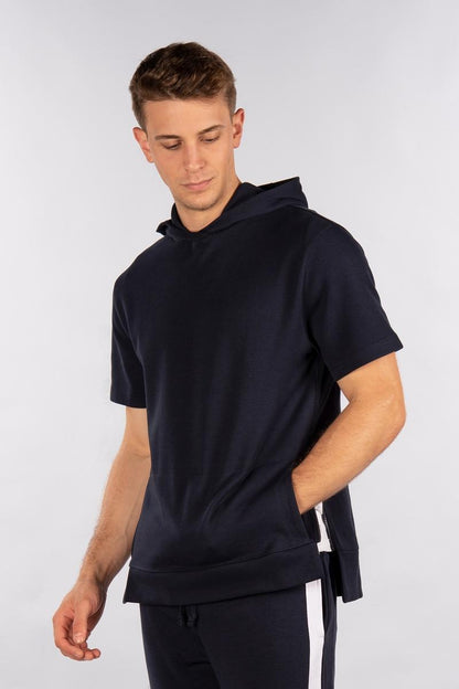 CityLab - Side-Zip Hoodie Performance Fleece, Short Sleeve - Navy
