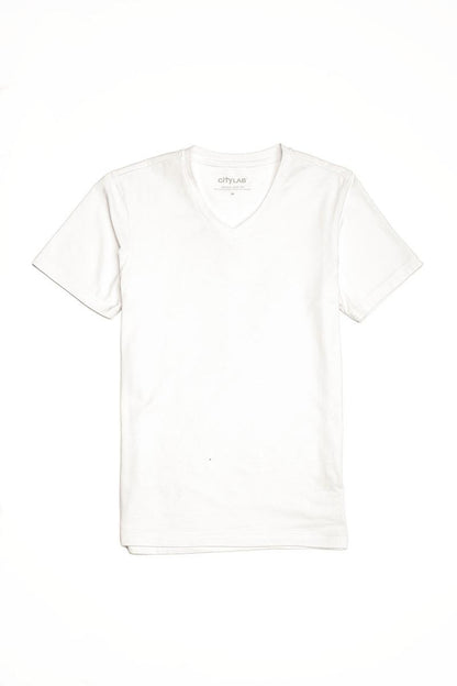 CityLab - Stretch Slim Fit T-Shirt V Neck - White