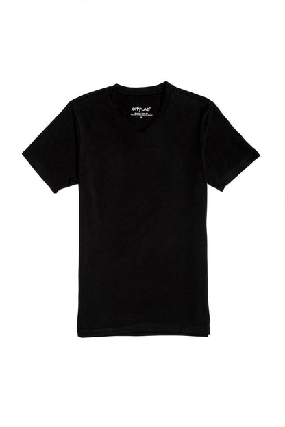 CityLab - Stretch Slim Fit T-Shirt V Neck - Black