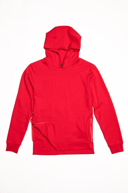 CityLab - Side-Zip Pullover Hoodie Performance Fleece - Red