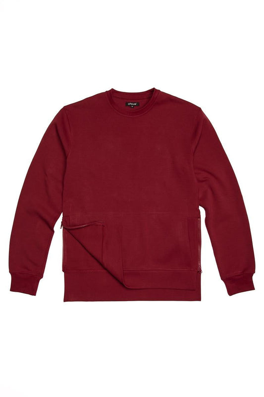 CityLab - Side-Zip Crew Performance Fleece - Burgundy