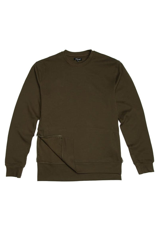 CityLab - Side-Zip Crew Performance Fleece - Olive