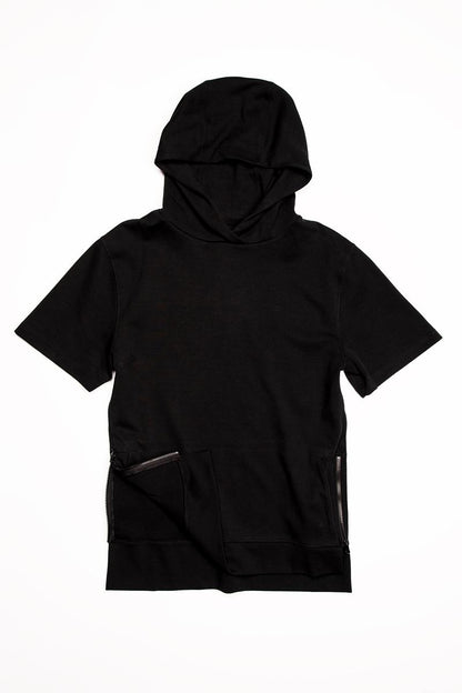 CityLab - Side-Zip Hoodie Performance Fleece, Short Sleeve - Black