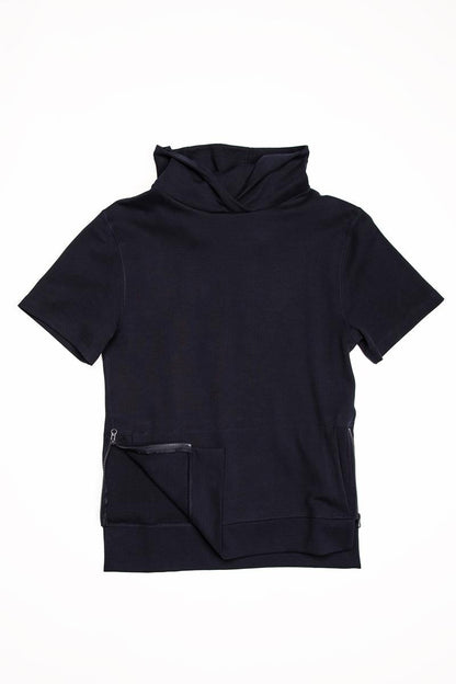 CityLab - Side-Zip Hoodie Performance Fleece, Short Sleeve - Navy