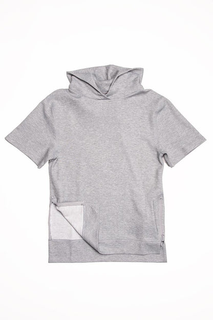 CityLab - Side-Zip Hoodie Performance Fleece, Short Sleeve - Gray