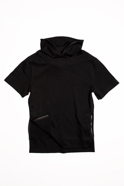 CityLab - Side-Zip Hoodie Performance Fleece, Short Sleeve - Black
