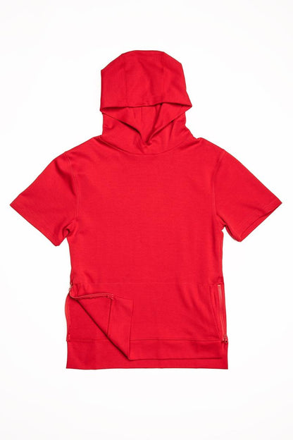 CityLab - Side-Zip Hoodie Performance Fleece, Short Sleeve - Red