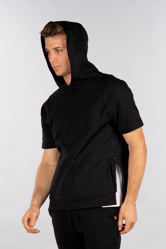 CityLab - Side-Zip Hoodie Performance Fleece, Short Sleeve - Black