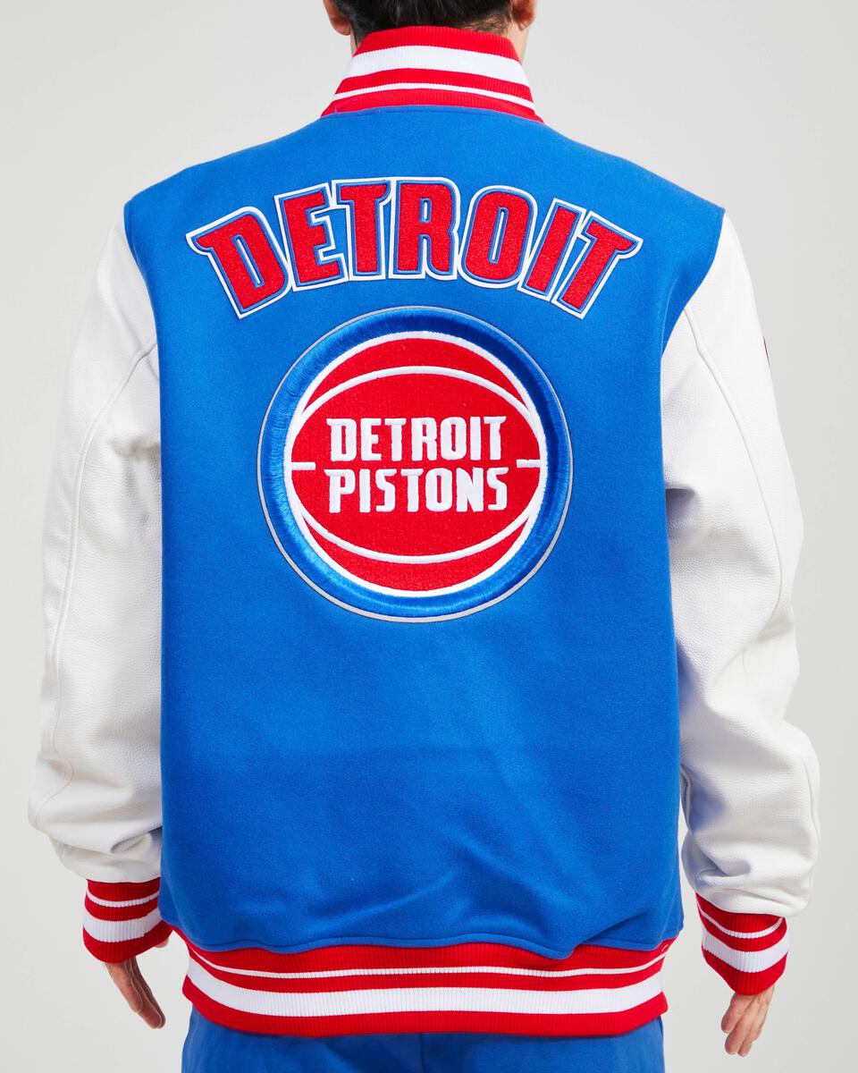 Pro Standard - Detroit Pistons Retro Classic Rib Wool Varsity Jacket - Royal Blue/Red