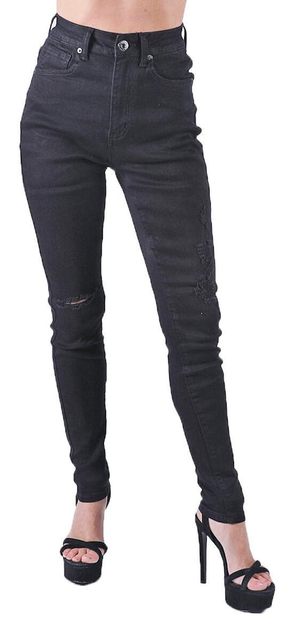 Red Fox - Knee Ripped Off Jeans - Black