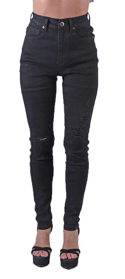 Red Fox - Knee Ripped Off Jeans - Black