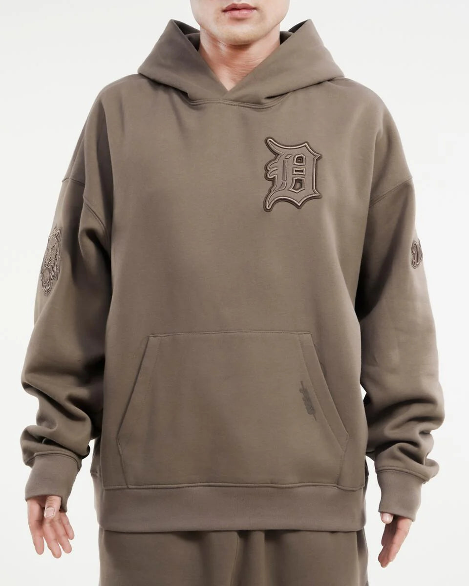 PRO STANDARD MLB DETROIT TIGERS NEUTRAL DROP SHOULDER MEN'S PULLOVER HOODIE