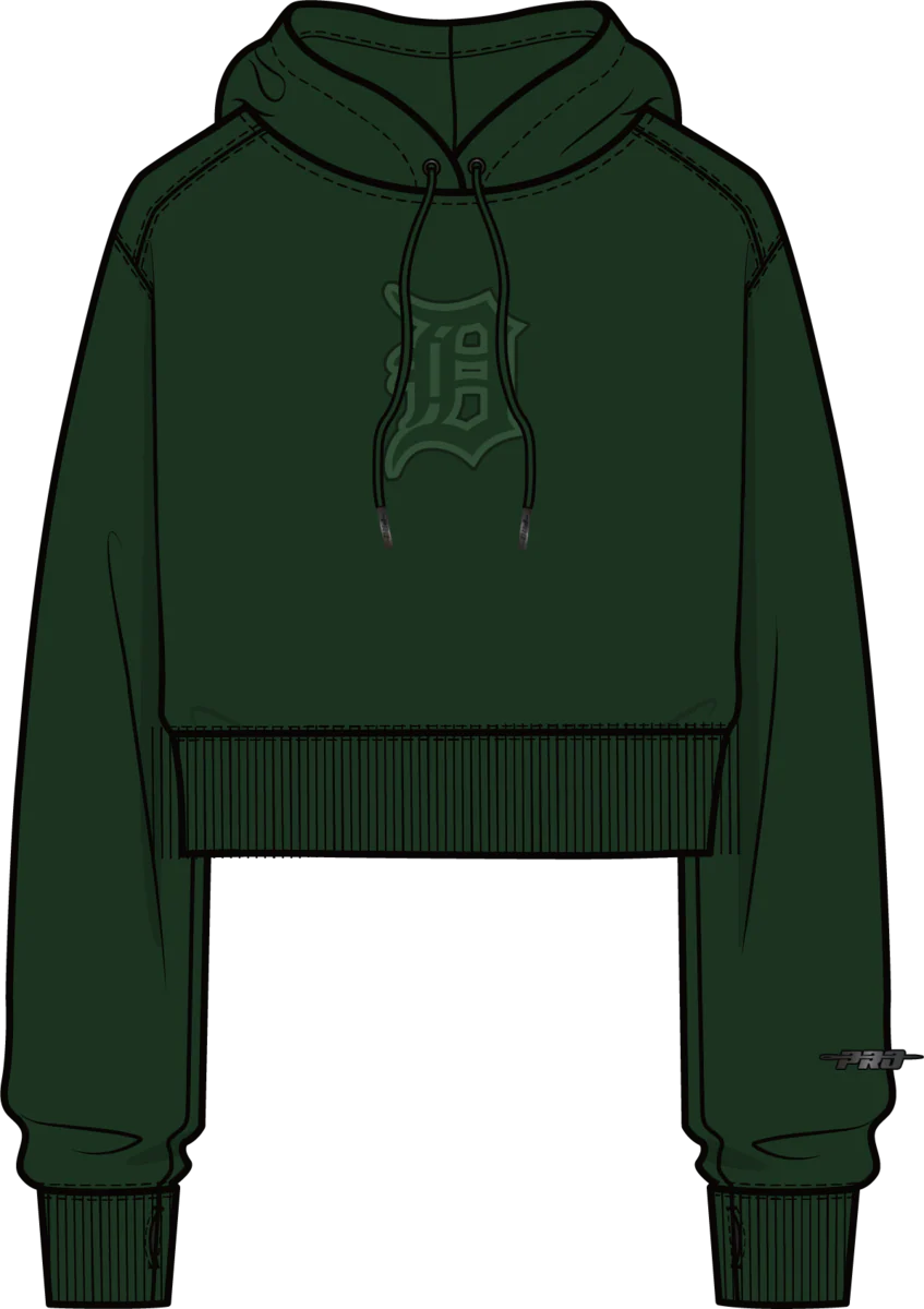 PRO STANDARD MLB DETROIT TIGERS NEUTRAL CROPPED WOMEN'S PULLOVER HOODIE