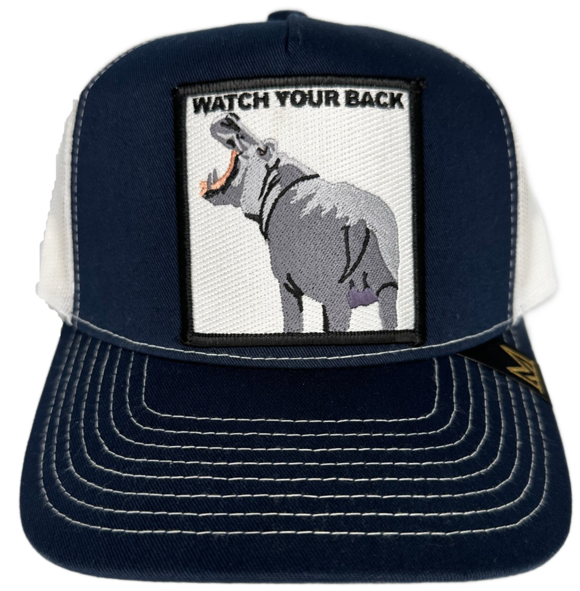 MV Dad Hats - Watch Your Back Trucker Hat - Black/White