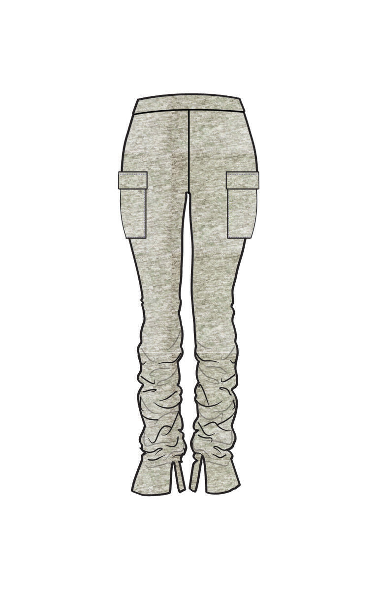 Red Fox - Cotton Span Stacked Pants With Pocket - Heather Gray