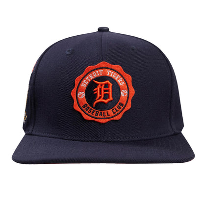 Pro Standard - Detroit Tigers Crest Emblem Wool Snapback Hat - Navy/Orange