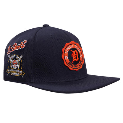 Pro Standard - Detroit Tigers Crest Emblem Wool Snapback Hat - Navy/Orange