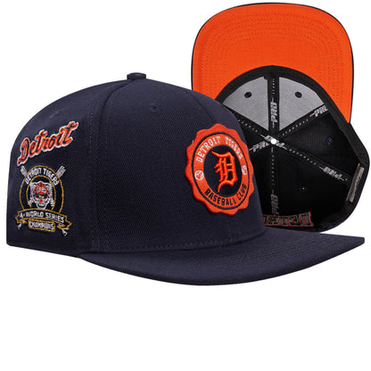 Pro Standard - Detroit Tigers Crest Emblem Wool Snapback Hat - Navy/Orange