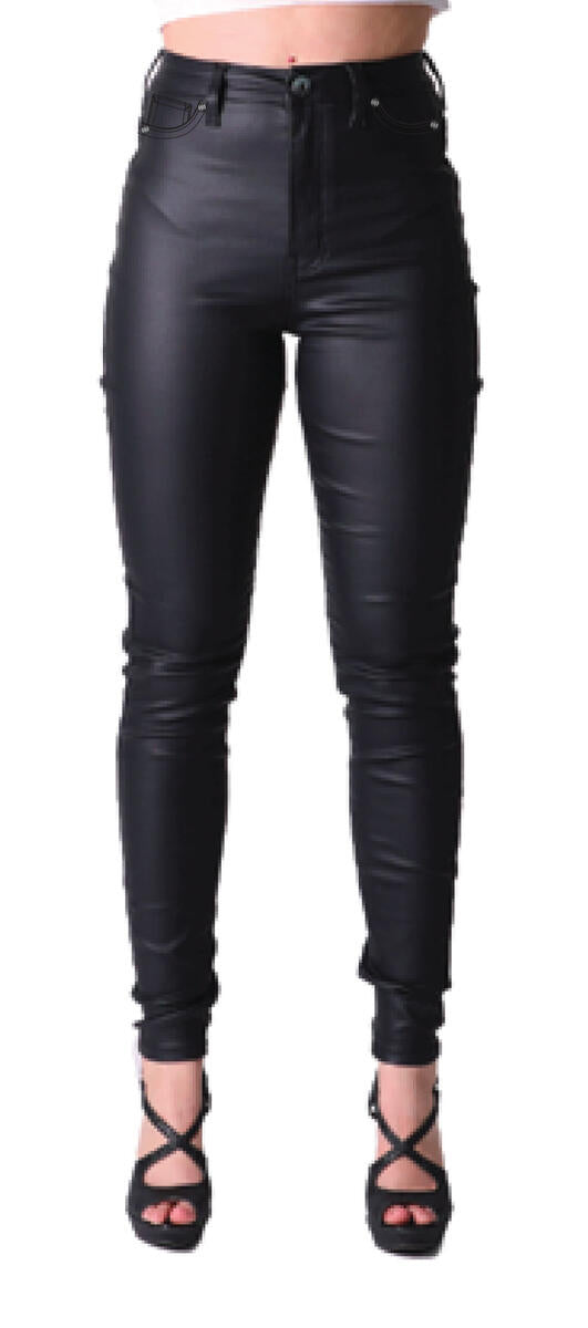 Red Fox - Highwaist Super Stretch Coated Jeans - Black