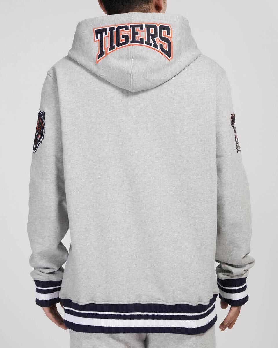 Pro Standard - Detroit Tigers Crest Emblem Rib Fleece Pull Over Hoodie - Heather Grey/Navy