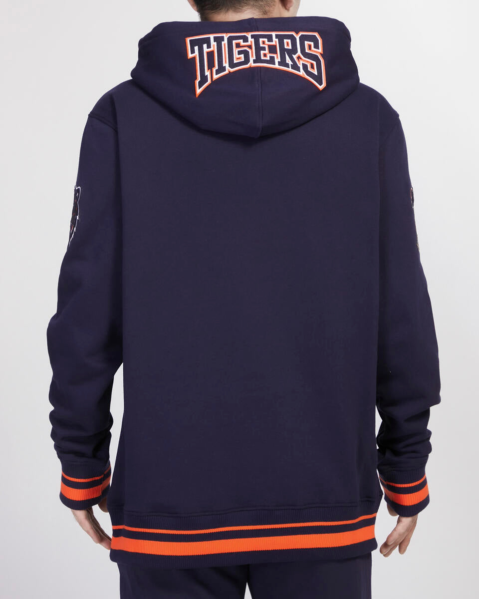 Pro Standard - Detroit Tigers Crest Emblem Rib Fleece Pull Over Hoodie - Navy/Orange/Navy