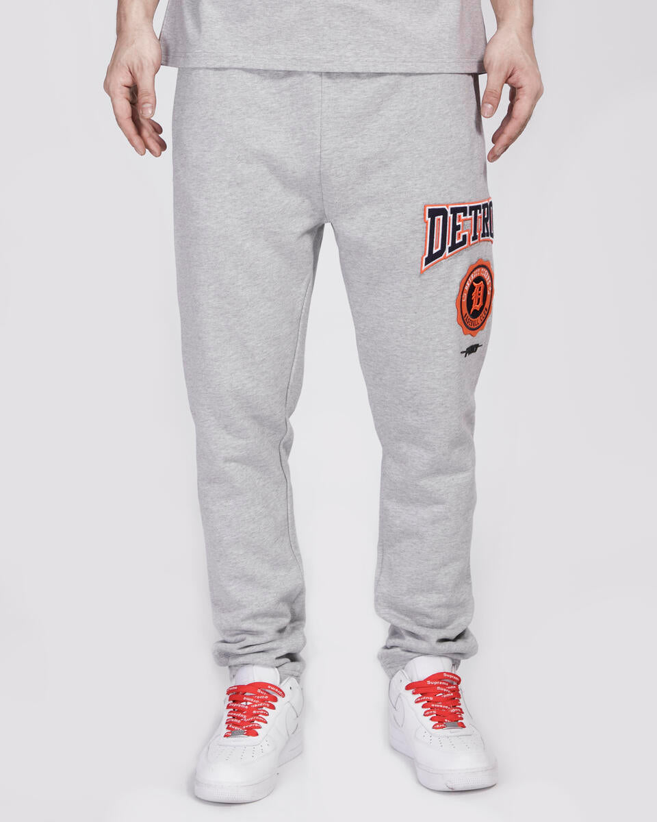 Pro Standard - Detroit Tigers Crest Emblem Rib Fleece Sweatpant - Heather Grey/Navy