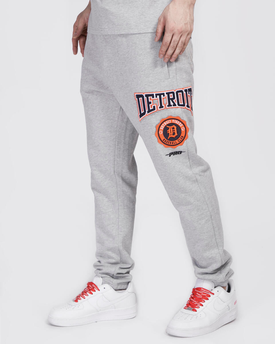 Pro Standard - Detroit Tigers Crest Emblem Rib Fleece Sweatpant - Heather Grey/Navy