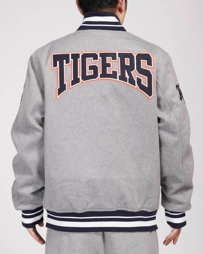 Pro Standard - Detroit Tigers Crest Emblem Rib Wool Varsity Jacket - Heather Grey/Navy