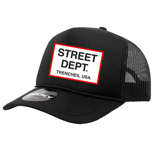 STREET DEPT - Trucker Hat (STDPT200)-Black w/ Red