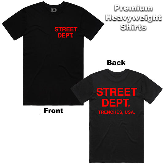 STREET DEPT T-SHIRT- Black w/ Red