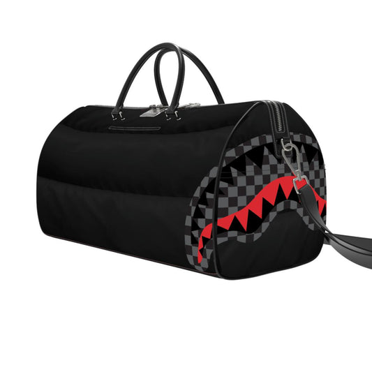 BLACK PUFFER CHECK DUFFLE (D6856)